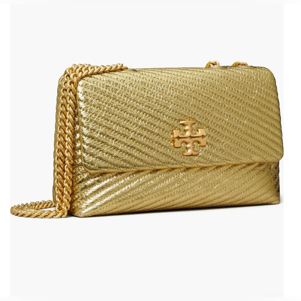 *NWT*Tory Burch Small Moto Quilted Metallic Leather Convertible Shoulder Bag - Picture 2 of 8